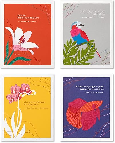 Compendium Positively Green - Paquete de 4 tarjetas de cumpleaños Naturaleza (cuatro diseños diferentes, una tarjeta cada uno, con sobres)