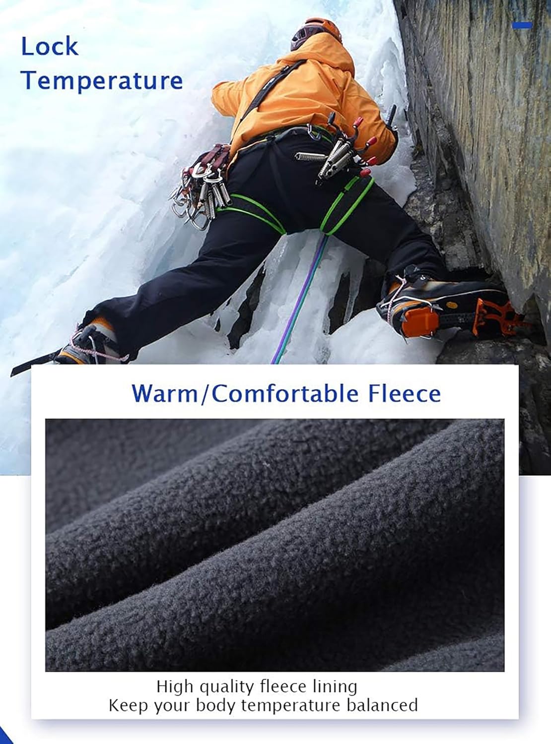 GASH HAO Men's Snow Ski Pants Waterproof Insulated Snowboard Pants Breathable Fleece Lined Zipper Bottom Ankle - Image 3