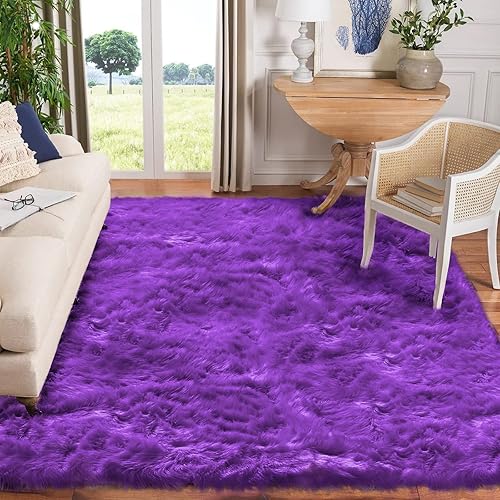 Miniatura 185 de Goolela Alfombra de piel sintética blanca de 2 x 6 pies, alfombra rectangular de piel de oveja sintética para dormitorio, mullida y mullida Blanco