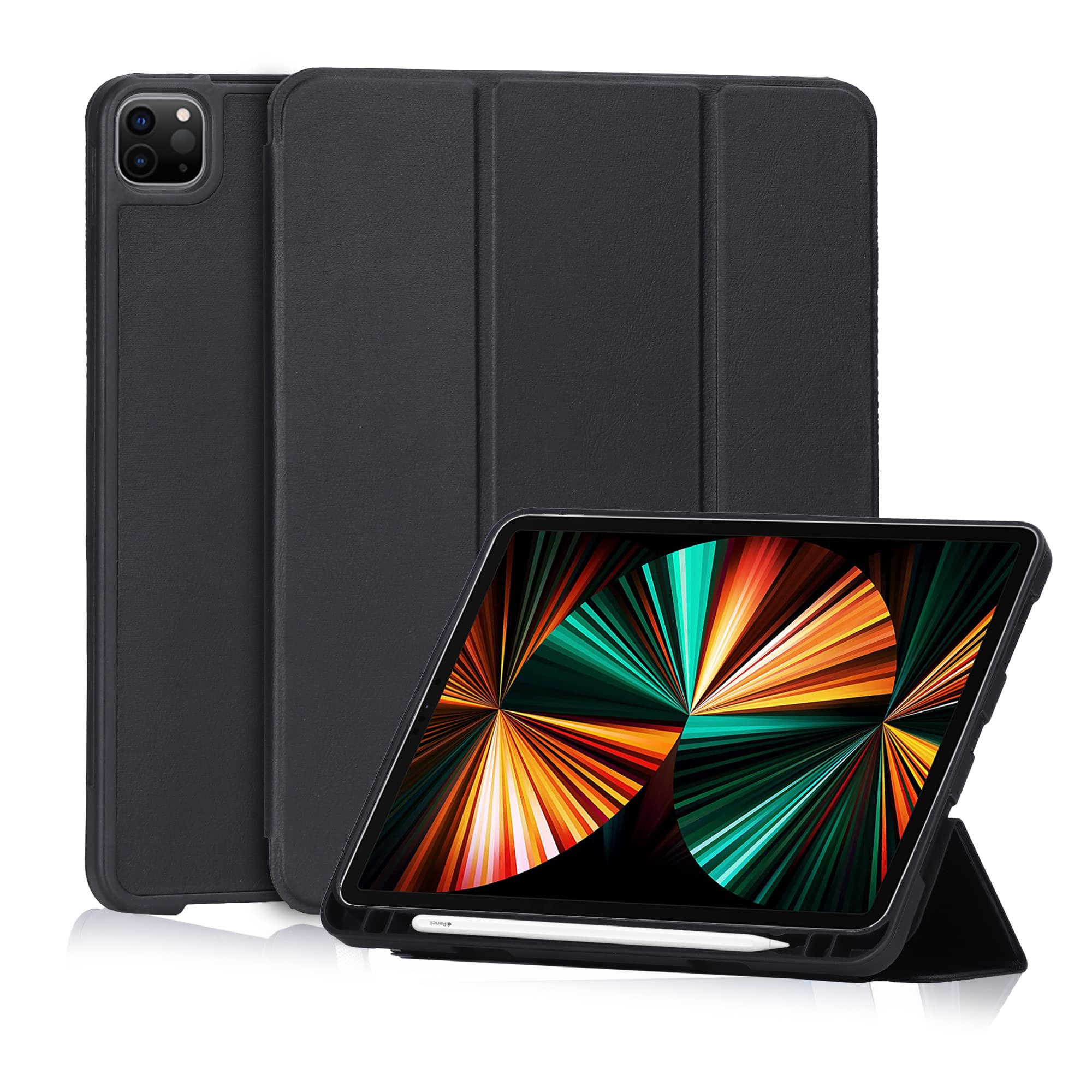 e kysa basics Case Cover with Pencil Holder for Apple iPad Pro 11 inch 2021/2020/2018 - Black