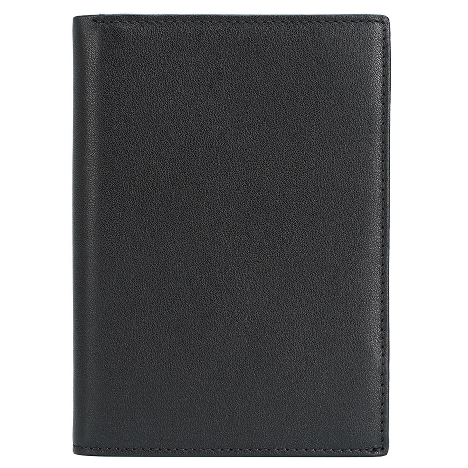 Cartera de Viaje Plegable de Cuero de Plena Flor, Portatarjetas de Crédito para Pasaporte con Bloqueo RFID Delgado, Cartera Ligera y Duradera para Hombre (Color : Black)