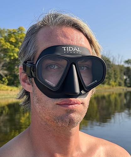 Miniatura 6 de Tidal Mask Aluma Pro con tecnología avanzada antivaho - para buceo, esnórquel y apnea. Lente de vidrio templado de bajo volumen. Máscara antivaho