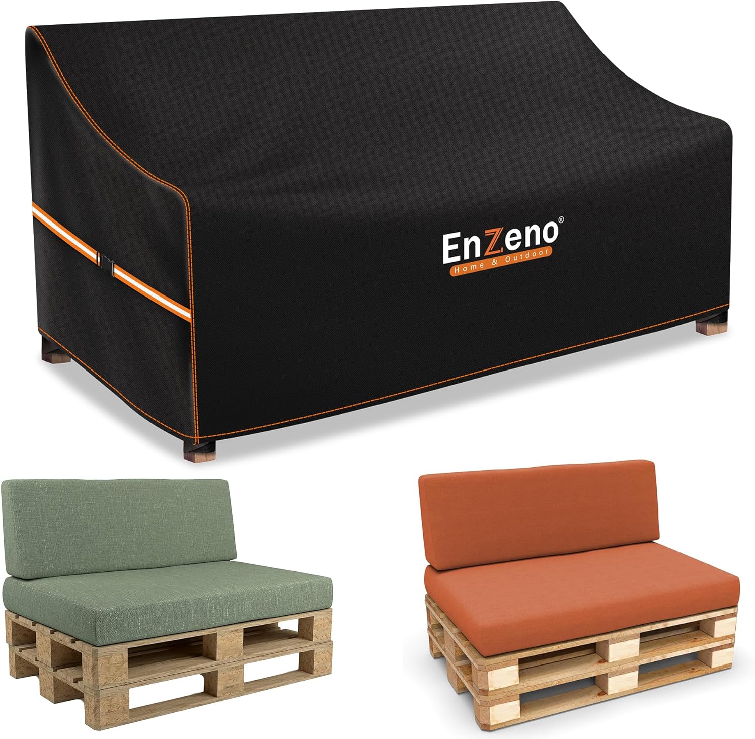 Enzeno Palettenmöbel Abdeckung 138x99x80/40cm für Gartenbank Abdeckung,2-Sitzer Paletten Sofabezug Gartensofa Abdeckhauben wasserdicht aus 420D Oxford Gewebe