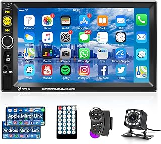 Double Din Car Stereo 2 Din 7 Inch Touch Screen Car Radio with Bluetooth FM Radio Mirror Link USB Car Audio Receiver Remote Control Steering Wheel Control Backup Camera