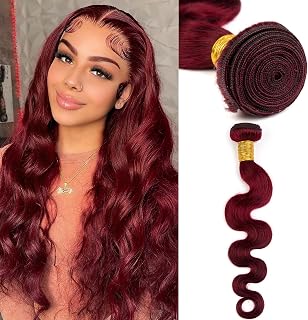 Human Hair Bundles Body Wave Burgundy Red, 20 Inch - 1 Bundle, Antousha Body Wave Bundles Human Hair 12A Brazilian Virgin Wavy Hair Bundles for Women