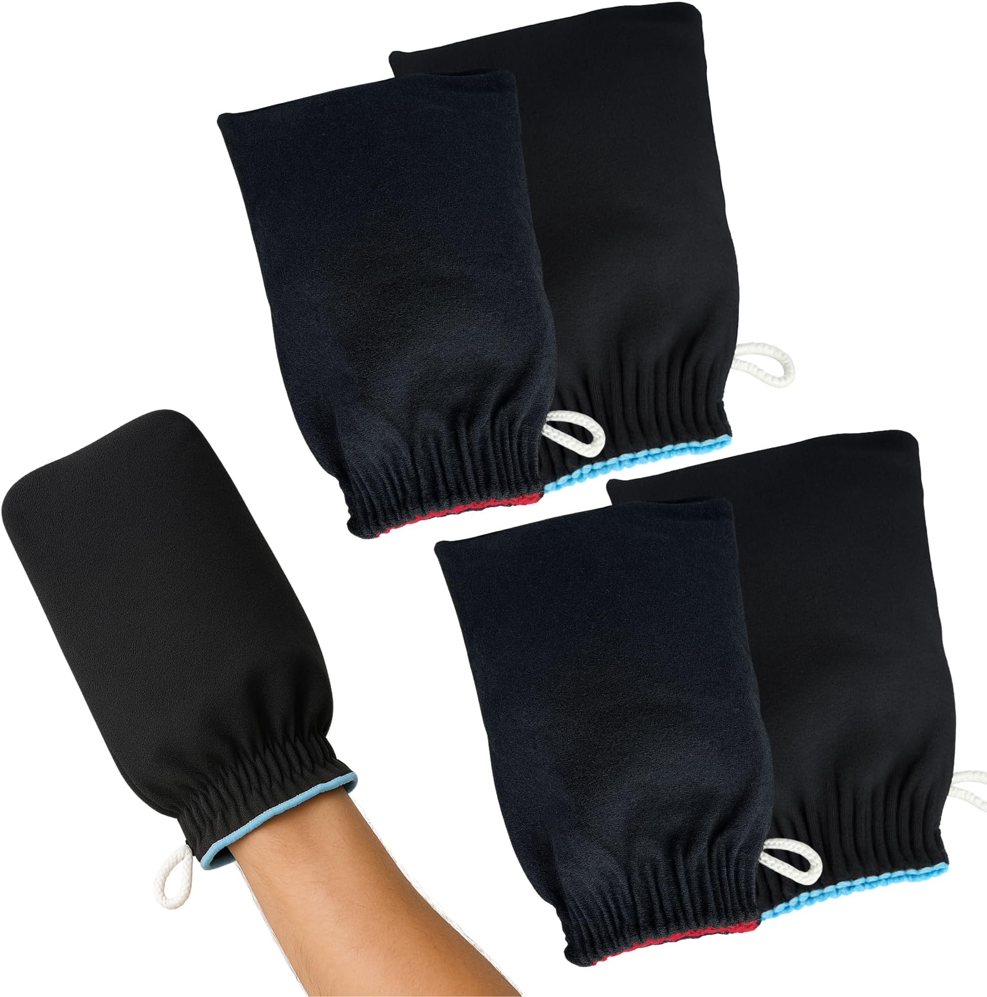 Black Bath Exfoliating Gloves for Body & Face | Unisex Spa & Bath Scrub Removes Dead Skin & Fake Tan | Shower Body Exfoliator Scrub | Dead Skin Exfoliator