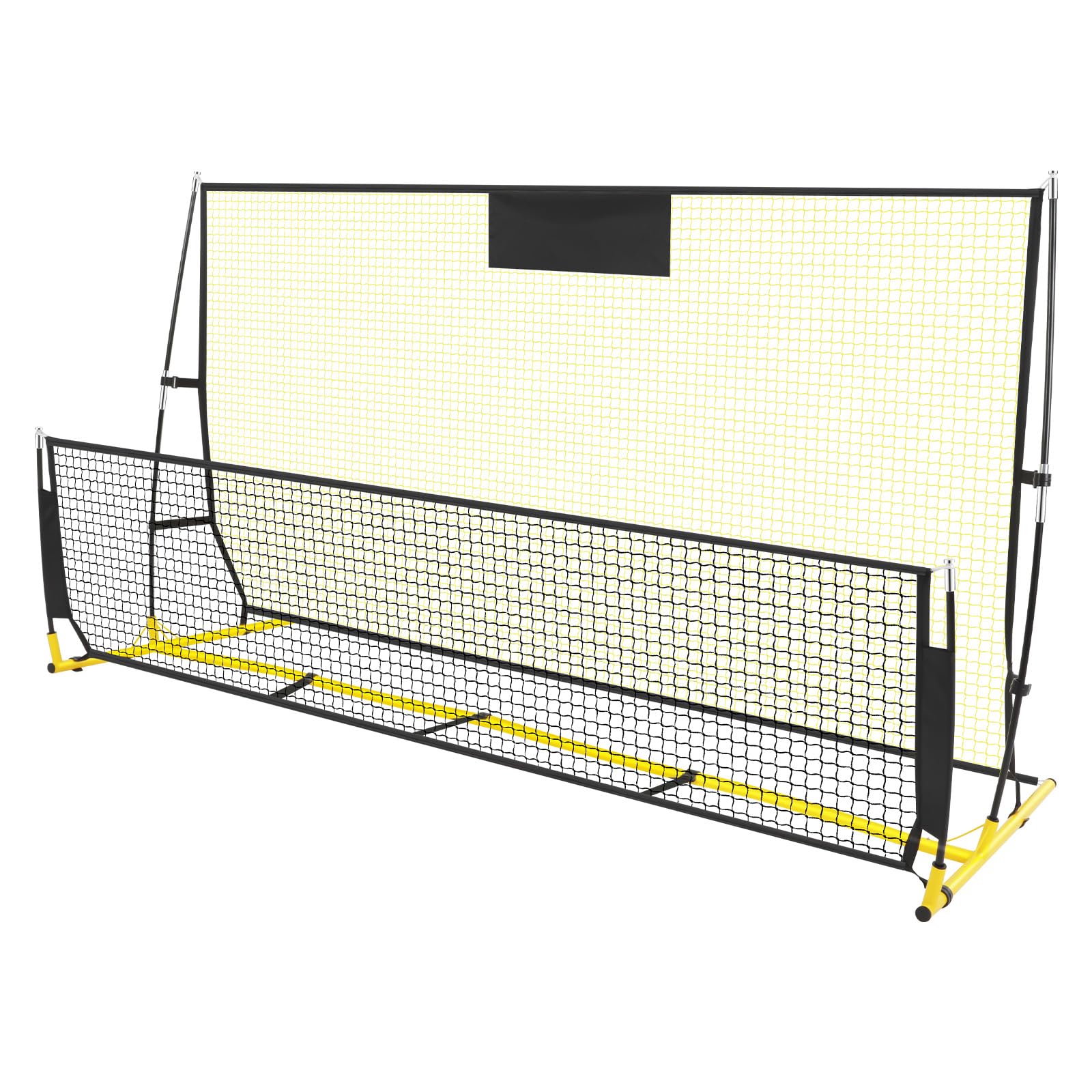 Rete di rimbalzo da calcio 2 in 1 con doppia rete (alta e bassa), stabile rete da allenamento, 210 x 120 x 85 cm, con borsa per il trasporto e picchetti a U, ideale per giochi di passaporto, calcio