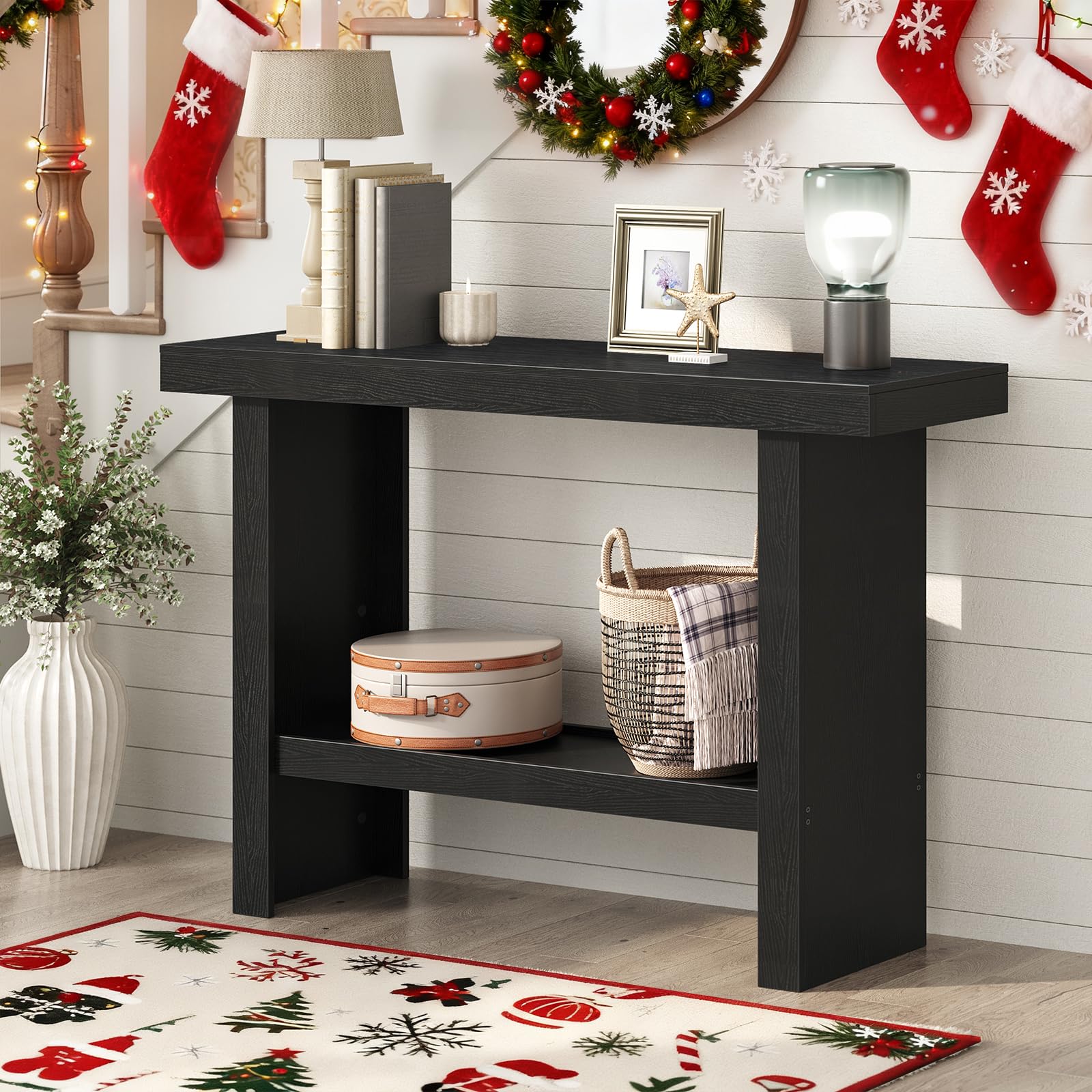 Best Black Console Table Picks for 2026 2 MAHANCRIS Console Table, 39.4'' Black Rectangular Entryway Table, Modern Console — product photo