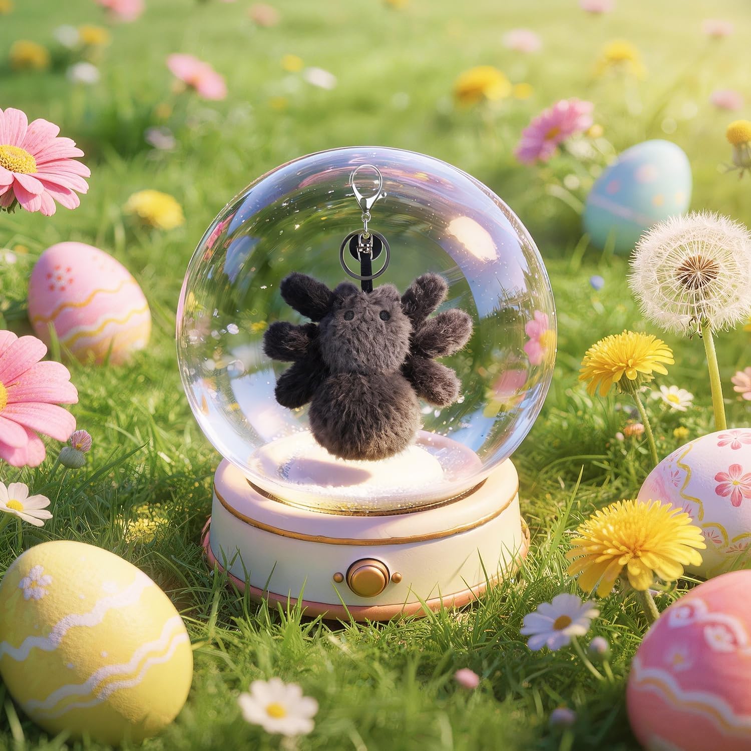 Apricot Lamb Devil Spider Cute Keychain, Soft Stuffed Plush Toy Keyring for Kids' Backpack, Purse, 4 Inches - Image 2