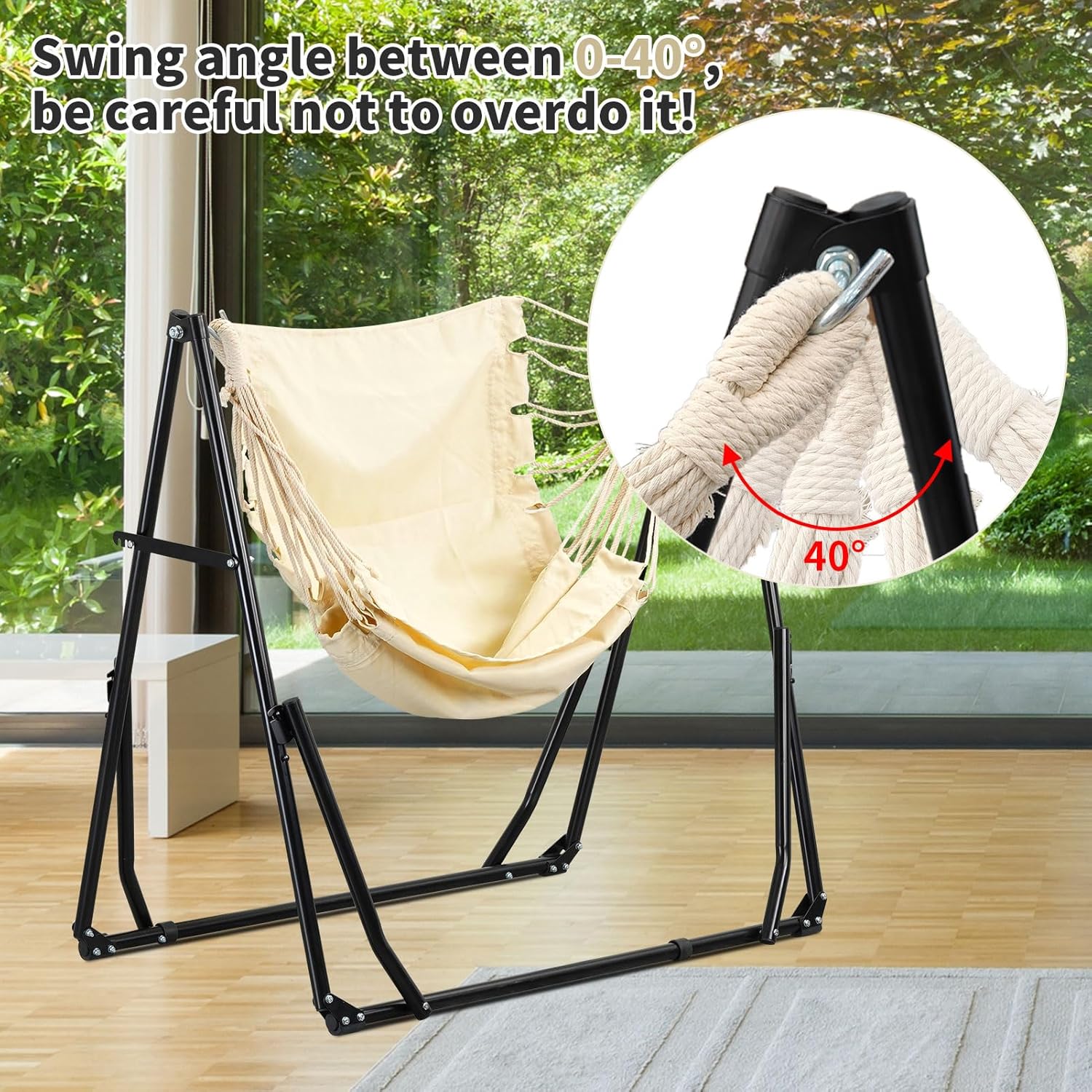 2 in 1 Hammock with Stand, Outdoor Hammock Swing Chair with Portable Heavy Duty Stand, Multi-Functional Hammock Stand 480 lbs Weight Capacit-White