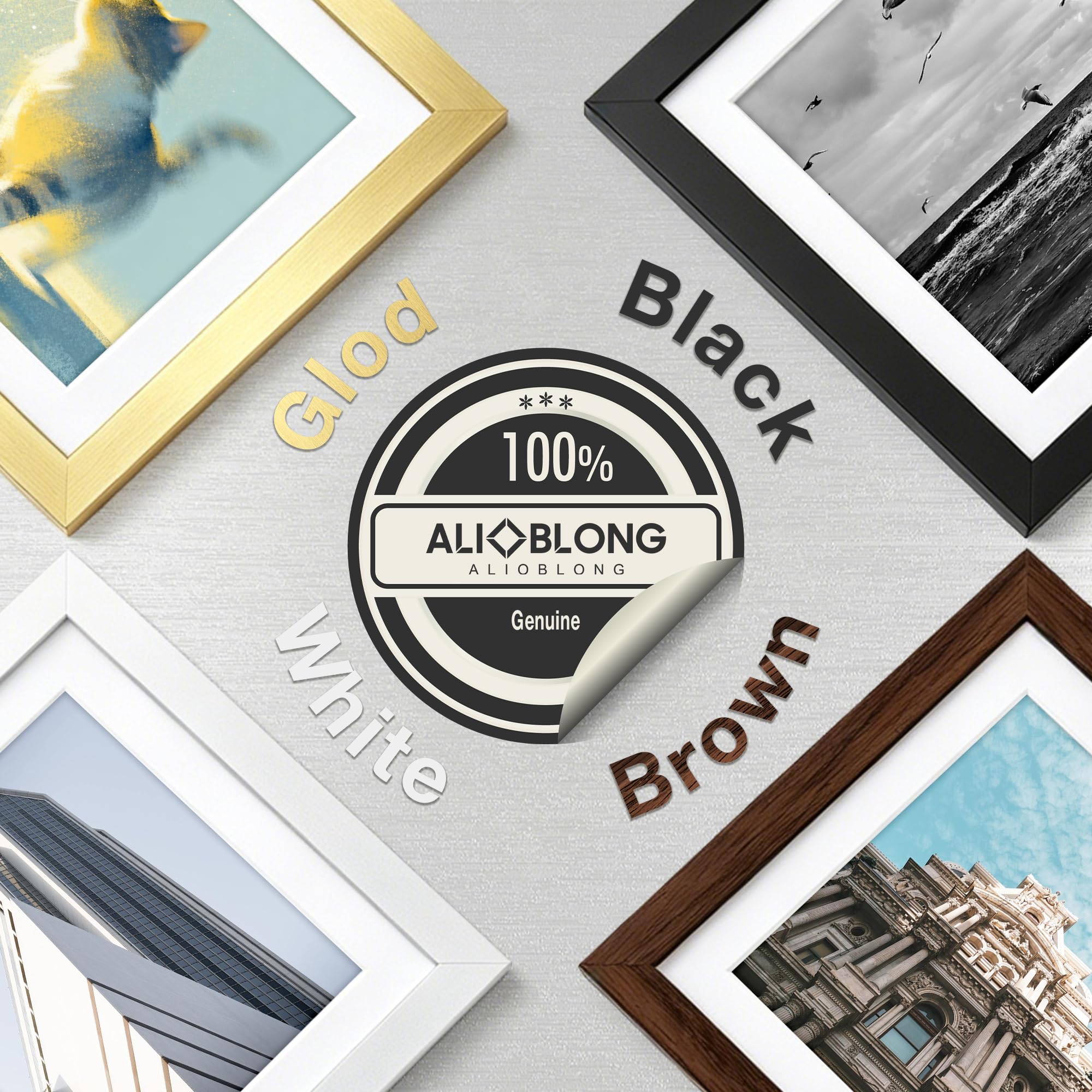 Set di 6 cornici portafoto in legno ingegnerizzato oro, con plexiglass HD, immagini da 15 x 20 cm con passepartout o 20 x 28 cm senza passepartout, cornici multiple, per collage da tavolo o