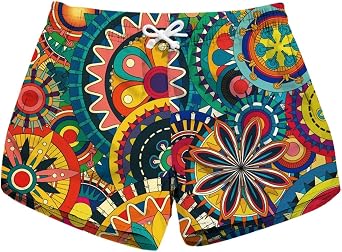 Sister Amy Womens Drawstring Elastic Waist Casual Quick Dry Print Beach Shorts