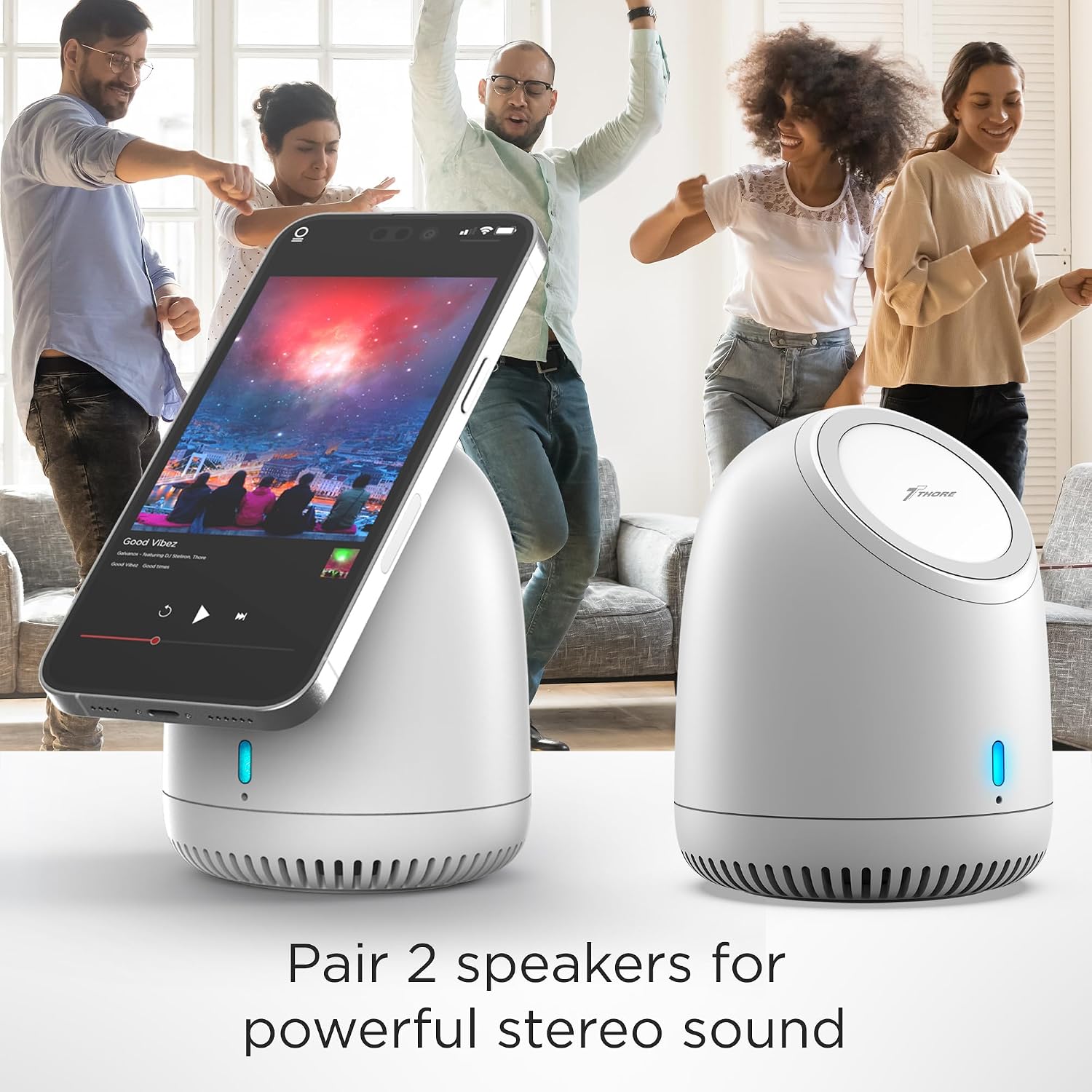 Thore Magnetic Speaker Stand for iPhone w/Wireless Charging (Compatible with MagSafe) 2023 Cool Tech Present for Men, Women and Teens - Portable Bluetooth Phone Dock