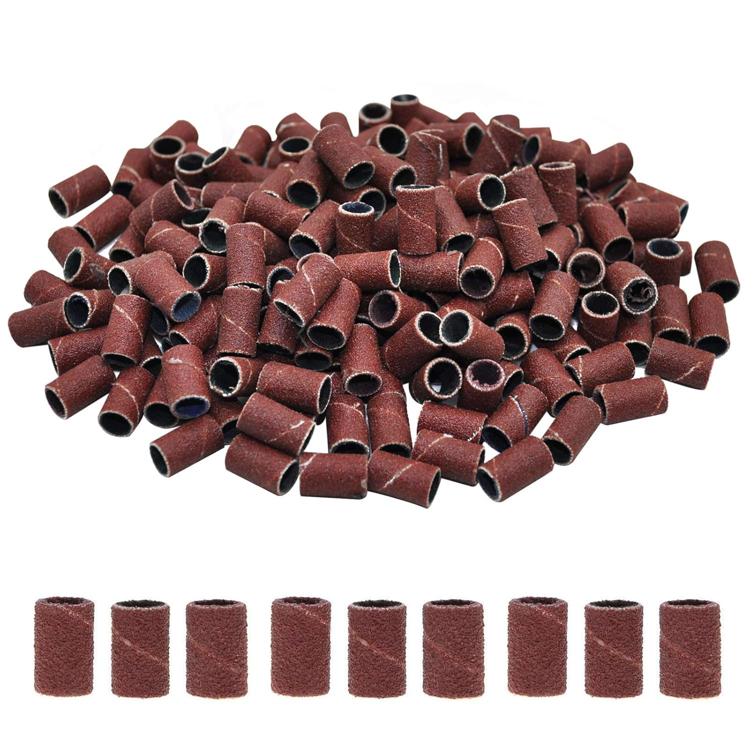 200 Pcs Sanding Band Drum Sleeve 180 Grit Nail Drill Bits Electric Nail
