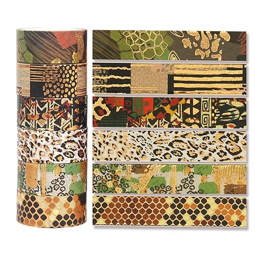 Miniatura 8 de Juego de 19 rollos de cinta washi, cintas adhesivas Washi de lámina dorada para diario de viñetas, cinta decorativa a granel para álbumes de