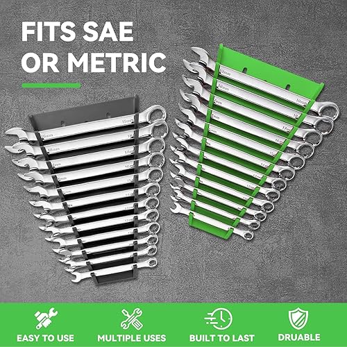 Miniatura 5 de Paquete de 4 bandejas de herramientas magnéticas para llaves, organizador de llaves magnéticas, soporte de llaves de alta calidad SAE (14" - 116") y