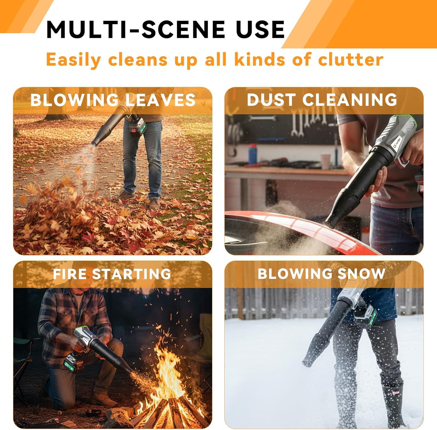 Cordless Leaf Blower, Turbo Jet Blower, 800,000 RPM Handheld Leaf Blower with 2x4500mah Batteries & Charger, Electric Leaf Blowers for Patio Cleaning, Lawn Care, Leaves, Dust (Gray-Green)