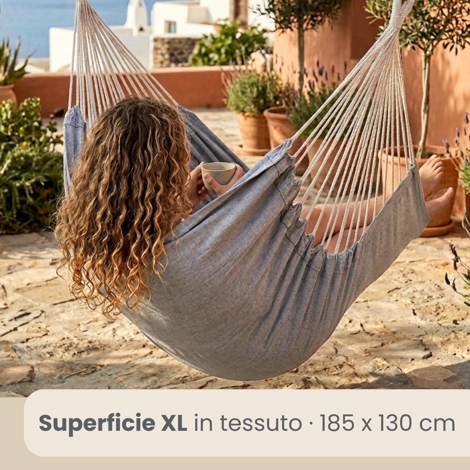 AMANKA Innovativa XXL Sedia Sospesa di Tela 185x130cm Sedile Sospeso Grigio