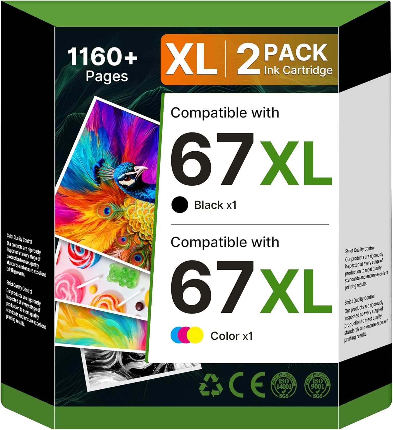 67XL Ink Cartridges Black/Color Combo Pack Compatible for HP Ink 67 67XL Works for HP Deskjet 2700 2700e 2755 2755e 2855e 2800e 2852e 2827e 4100e 4155e 4227e 4255e Envy 6055e 6455e Series (2-Pack)