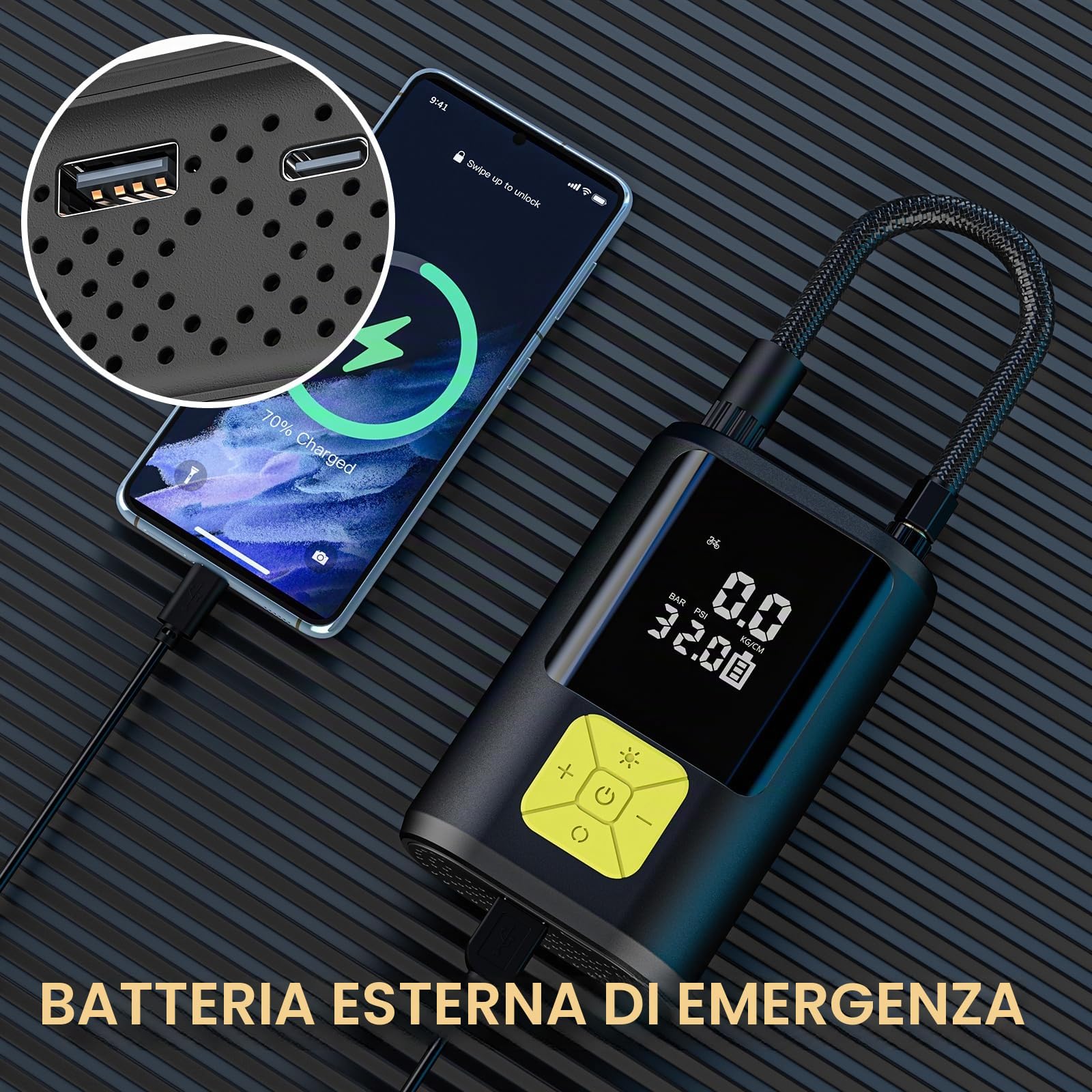 EUARY 6000mAh Mini Compressore Aria Portatile Auto, 150PSI Gonfiatore Bici Elettrico con Schermo LCD Digitale e Torcia LED, Pompa Elettrica per Bicicletta, Auto, Moto, Monopattino, Palloni