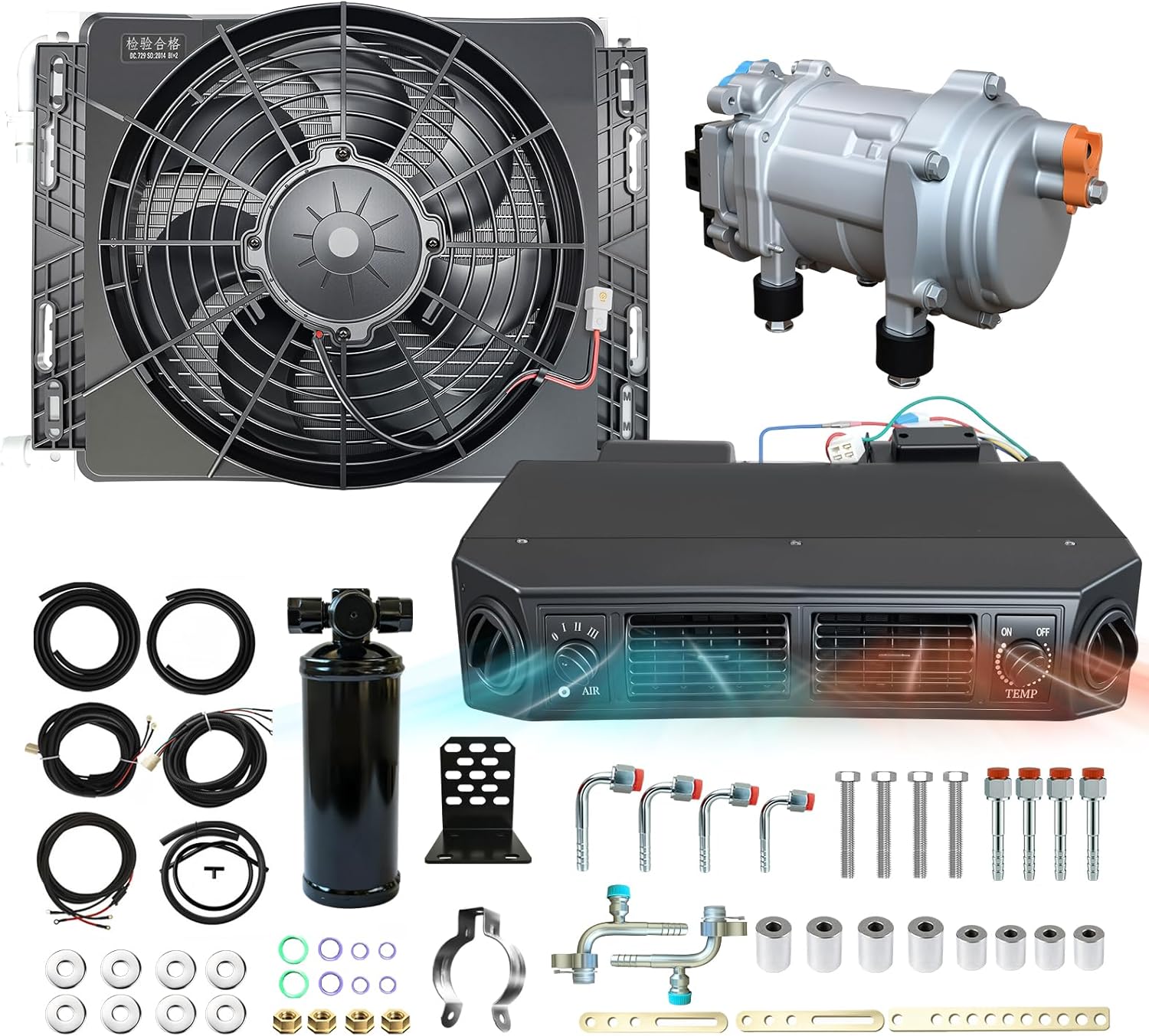 DC 12V air conditioner rv under dash AC unit cool & heat Low noise energy-saving universal chassis electric parking air conditioners fit truck crane cab van vintage car pickup Commercial vehicle