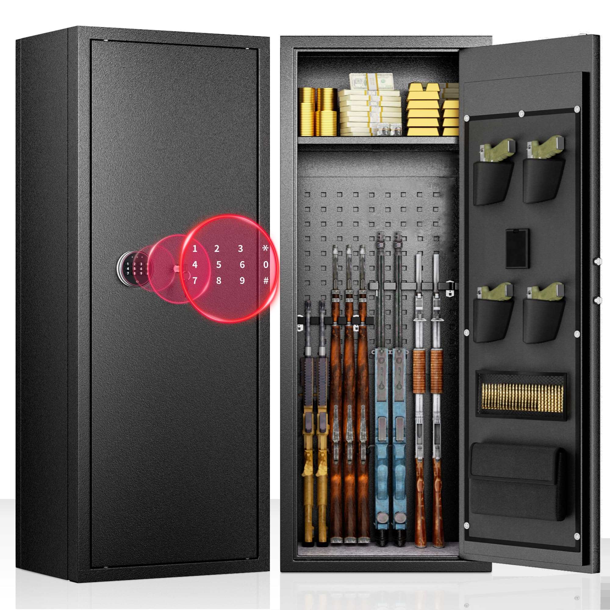 INTERGREAT 8-12 Gun safes,Rifle Safe,Gun Safes for Home Rifle and Pistols, Long Gun Safe for Rifle Shotgun for Home,Quick Access Rifle Safes,Adjustable Shelves