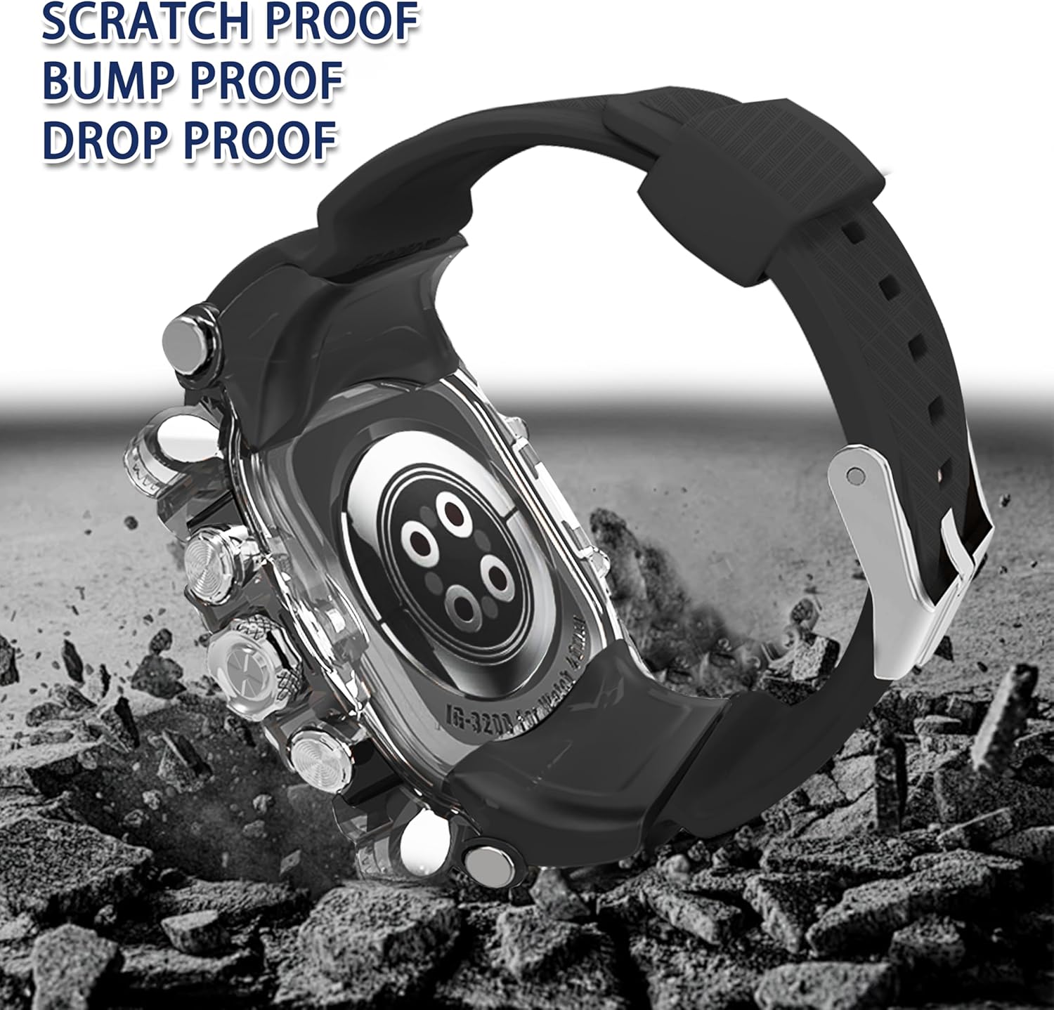 iG-3200 Rugged Case with Band for Apple Watch Series 10/11 46mm,Shockproof Bumper Cover Silicon Strap for iWatch 10/11 46mm Full Protective Cover for Men