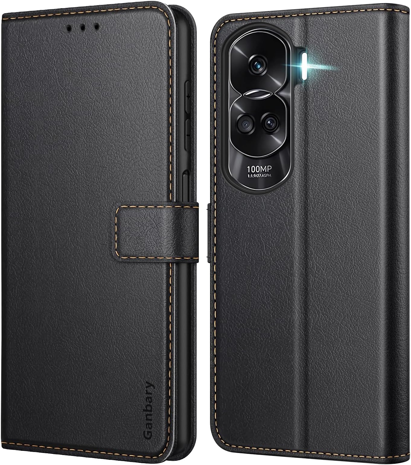 Ganbary Compatible with Honor 90 Lite Case, Premium PU Leather Flip Wallet Phone Case Cover [Full Protection] [Card Slots] [Kickstand] for Honor 90 Lite, Black