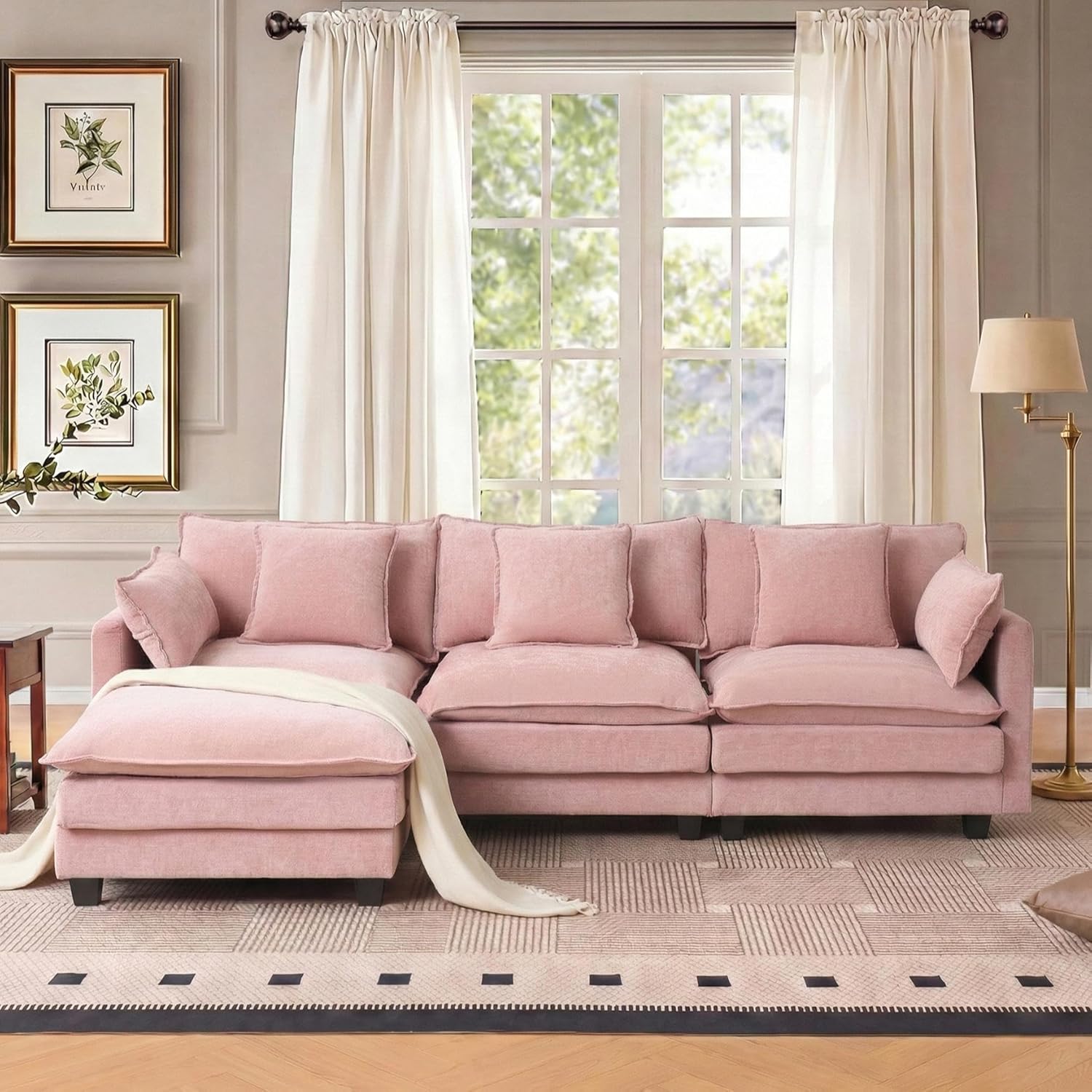 Modern 102″ L Shaped Sectional Sofa Cloud Couch, Comfy