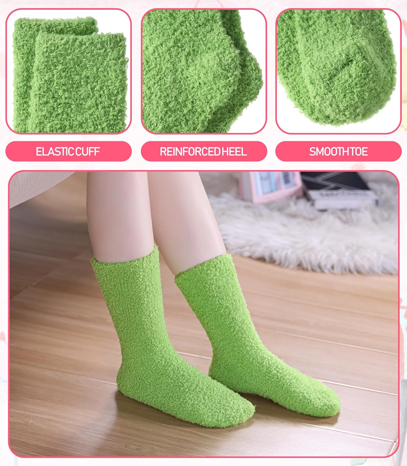 DYW Fuzzy Socks for Women Fluffy Winter Warm Slipper Soft Cozy Home Sleeping Socks 5 Pairs - Image 6