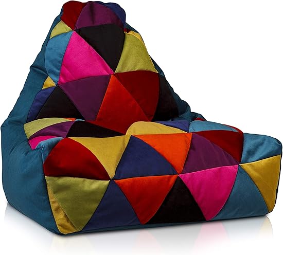 Pouf poire rev&ecirc;tement patchwork microfibre