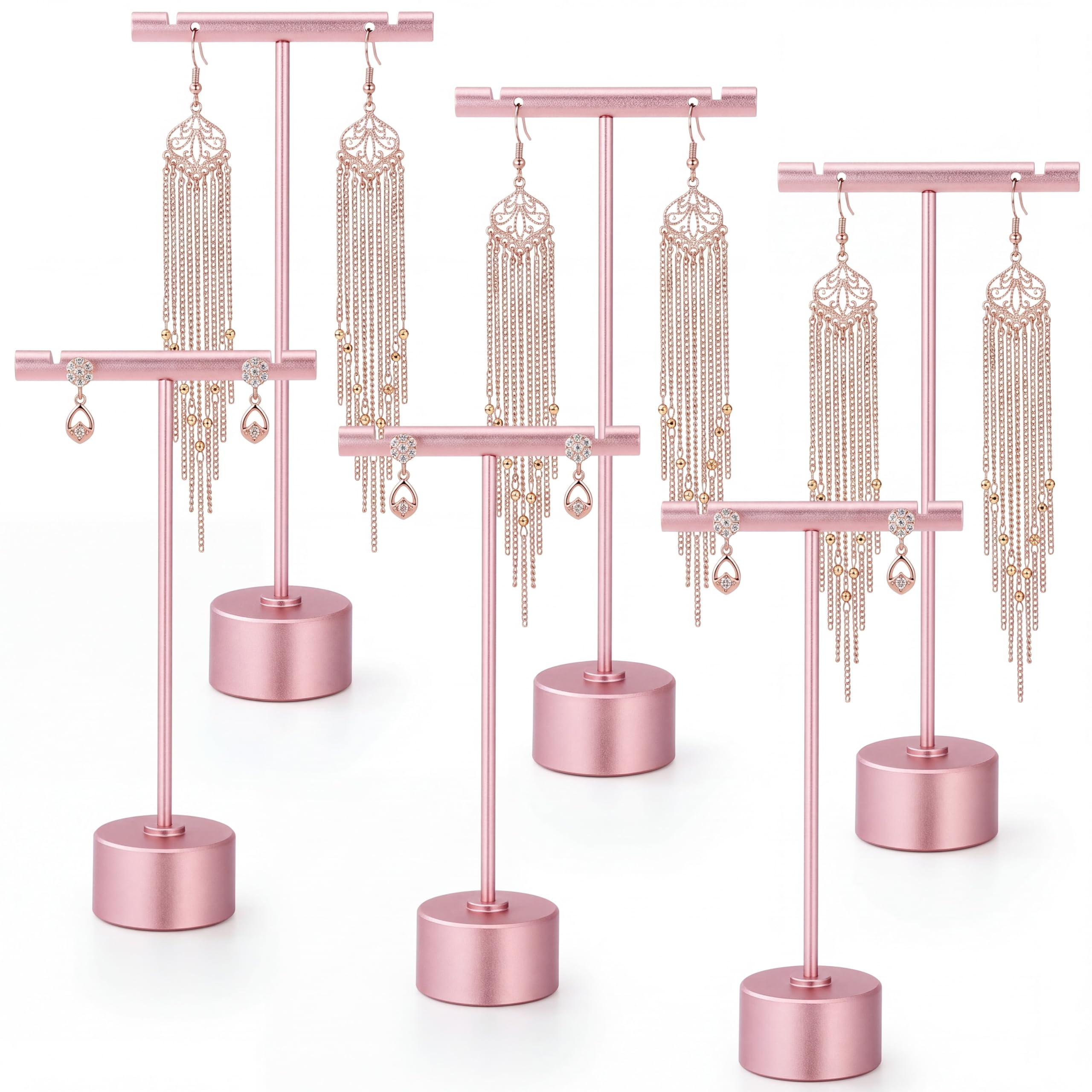 Kigeli Lot de 6 présentoirs amovibles en métal pour boucles d'oreilles - Pour la vente d'accessoires de photographie (or rose)