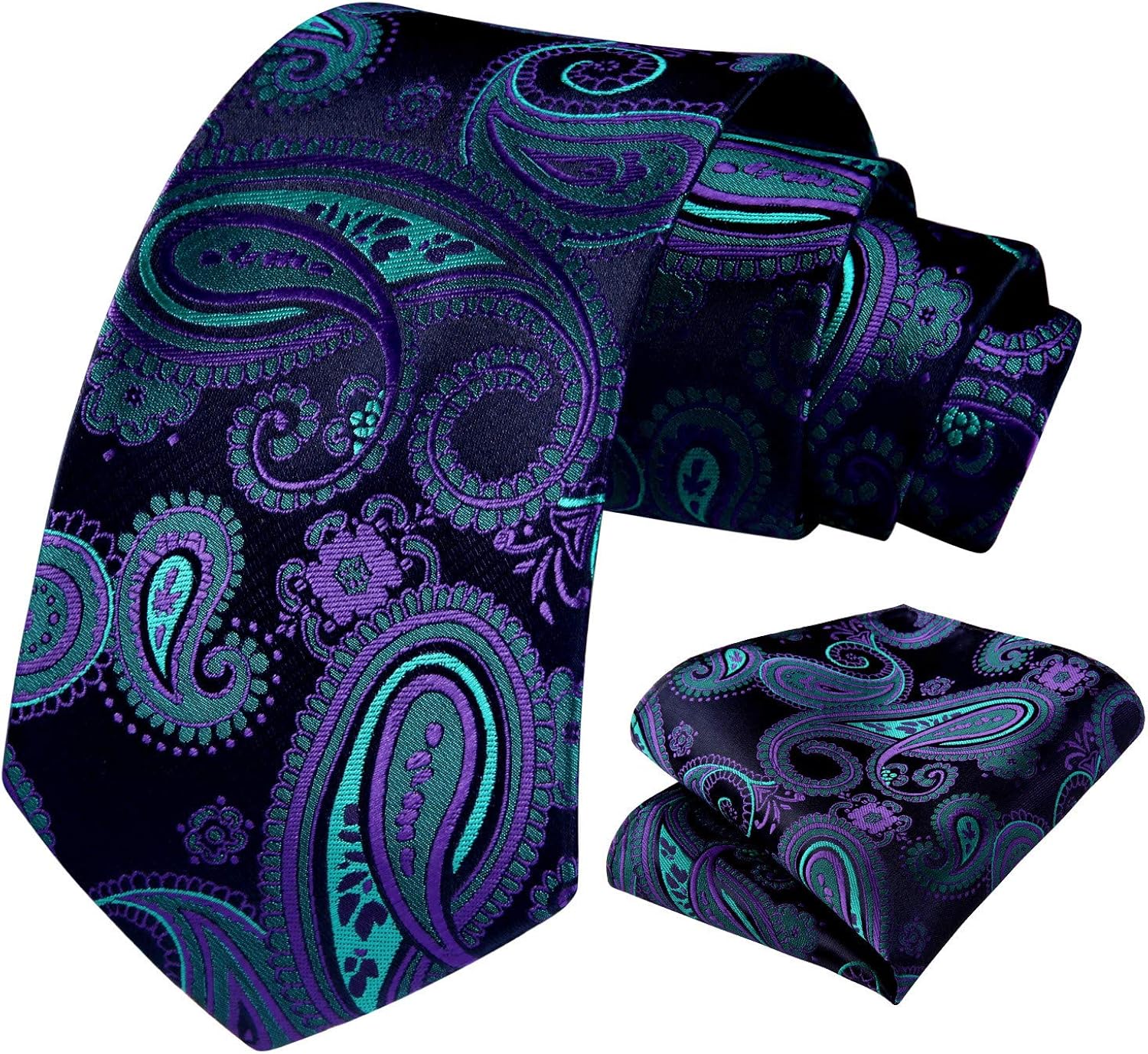 Ties for Men Paisley Blue Mens Tie and Handkerchief Woven Classic Floral Necktie Pocket Square Set for Wedding Party : Clothing, Shoes & Jewelry