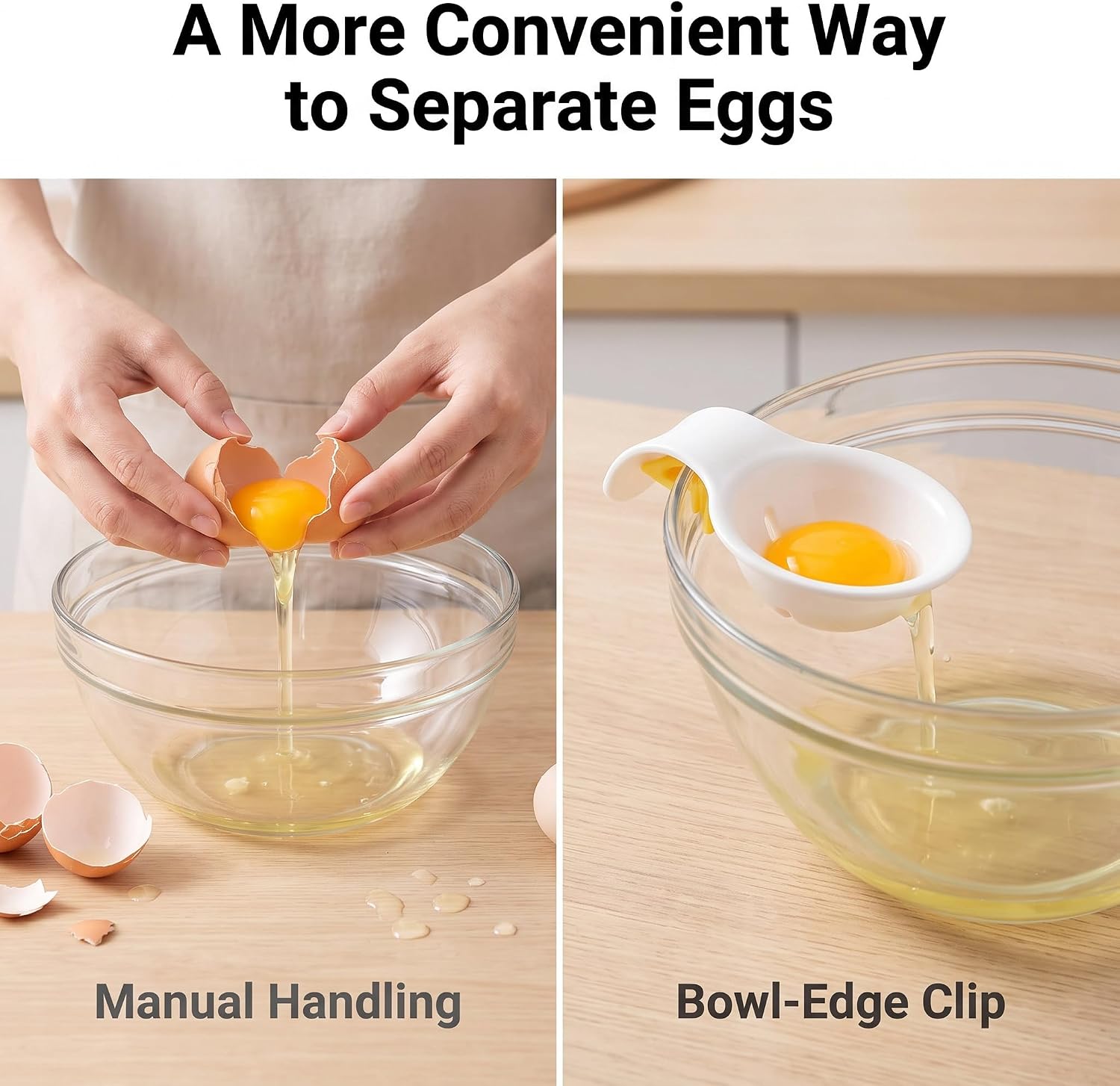 1 Pc Egg Yolk Separator,Egg Separator for Raw Eggs,Egg Yolk Separator Strainer for Baking Cakes,Plastic Egg Separator Egg Yolk White Filter,Cooking Egg Separators Specialty Tools（White）
