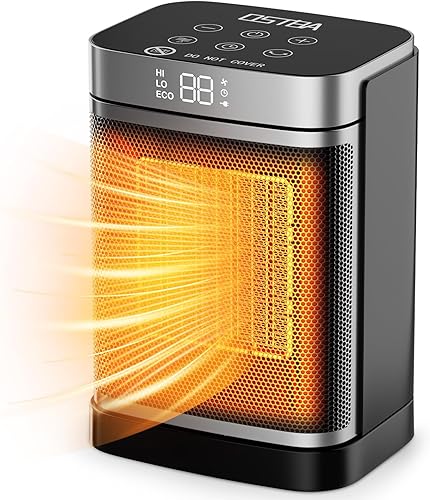 Miniatura 8 de OSTBA Calentador de espacio portátil para uso en interiores, calentador eléctrico de cerámica de 1500 W con termostato ECO, oscilación de 70,