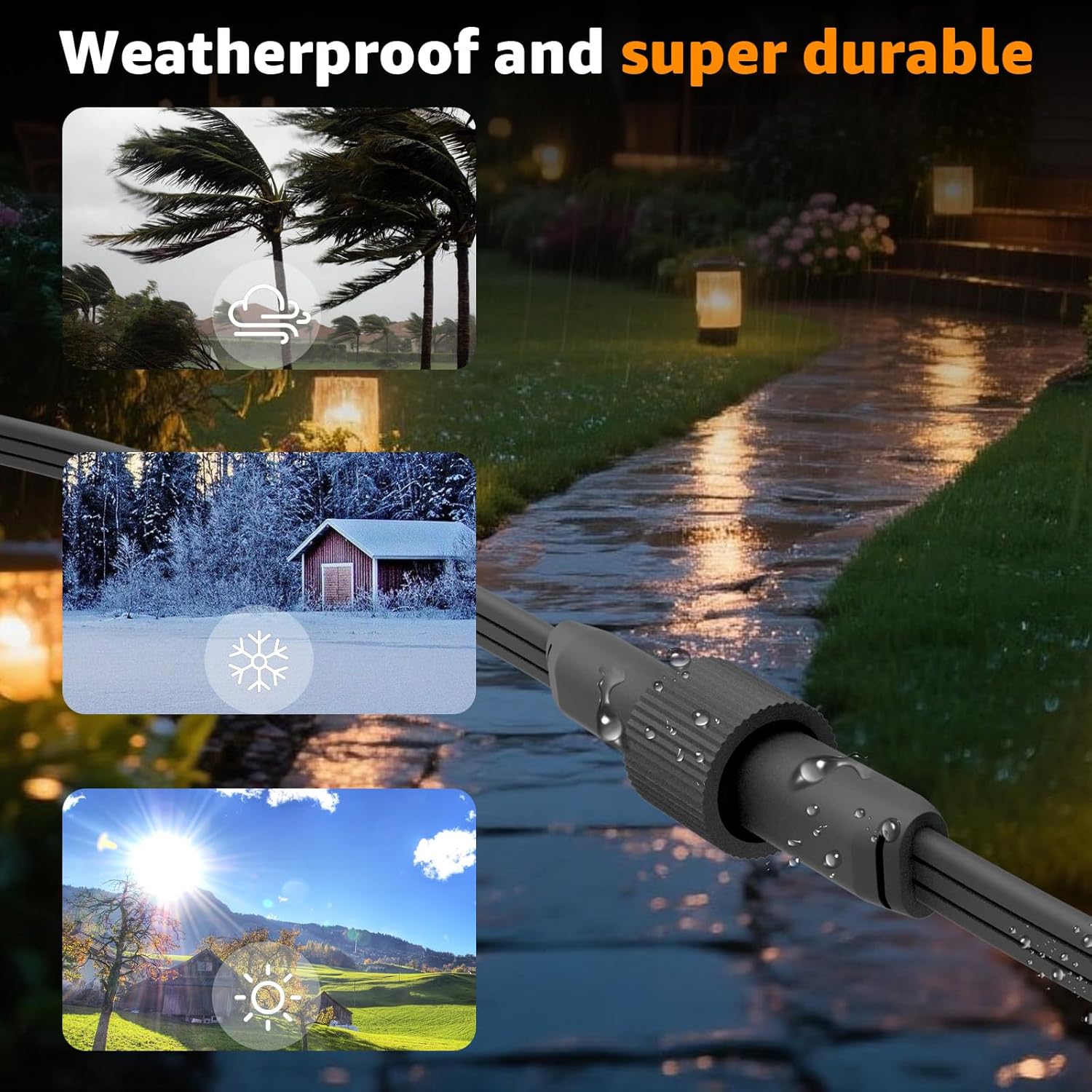 Extension Cable for Govee Permanent Outdoor Lights Pro, IP68 Waterproof Extension Cord, for Govee H705A H705B H705C H706A H706B H706C H7067 Permanent Outdoor Lighting Systems (16FT) - Image 6