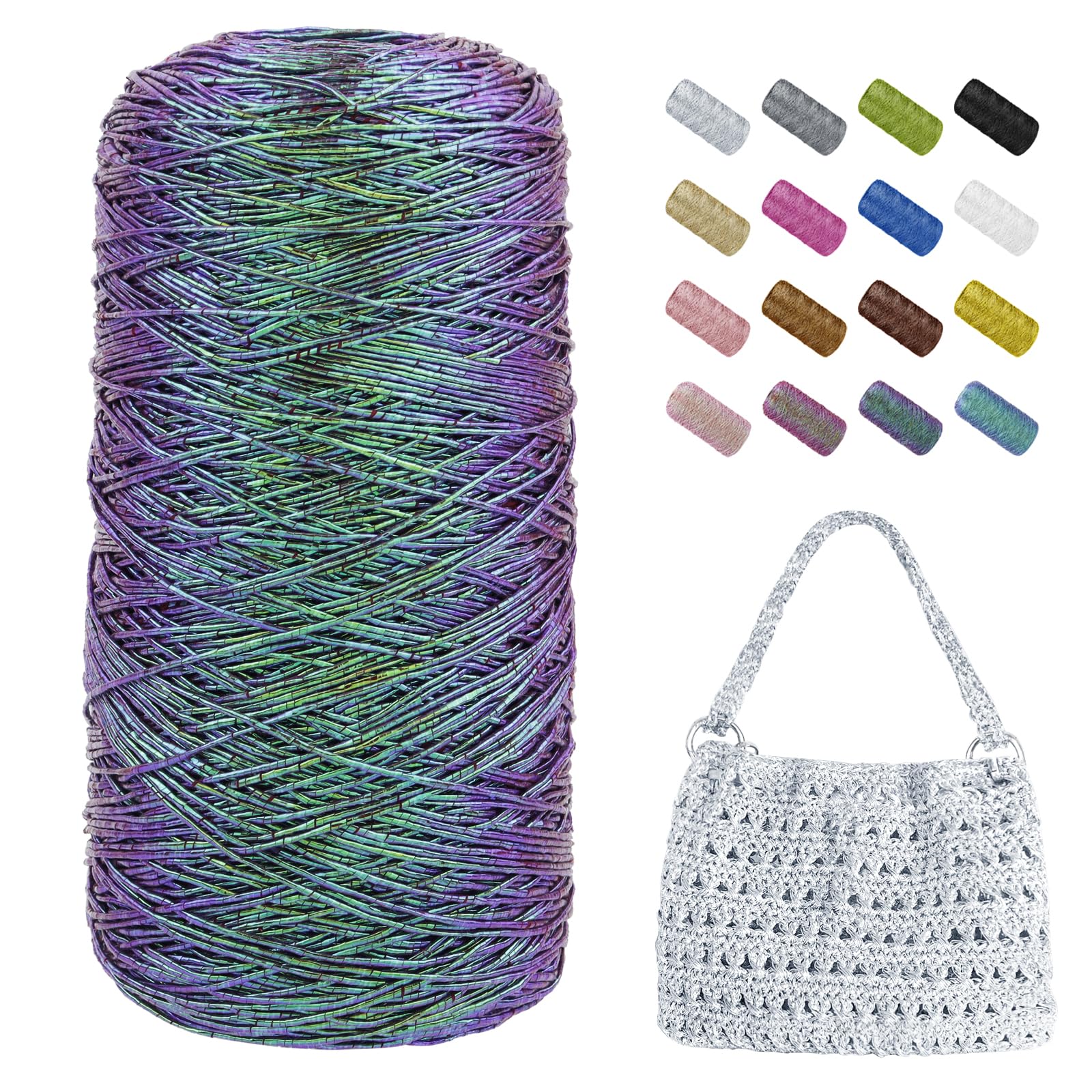 Uiopa Metallic Macrame Cord 1mm x 480m, Glitter Yarn for Crocheting Bags, Polyester Cord Sparkle Macrame Yarn for Crocheting Pendants, Home Decor, DIY Crafts