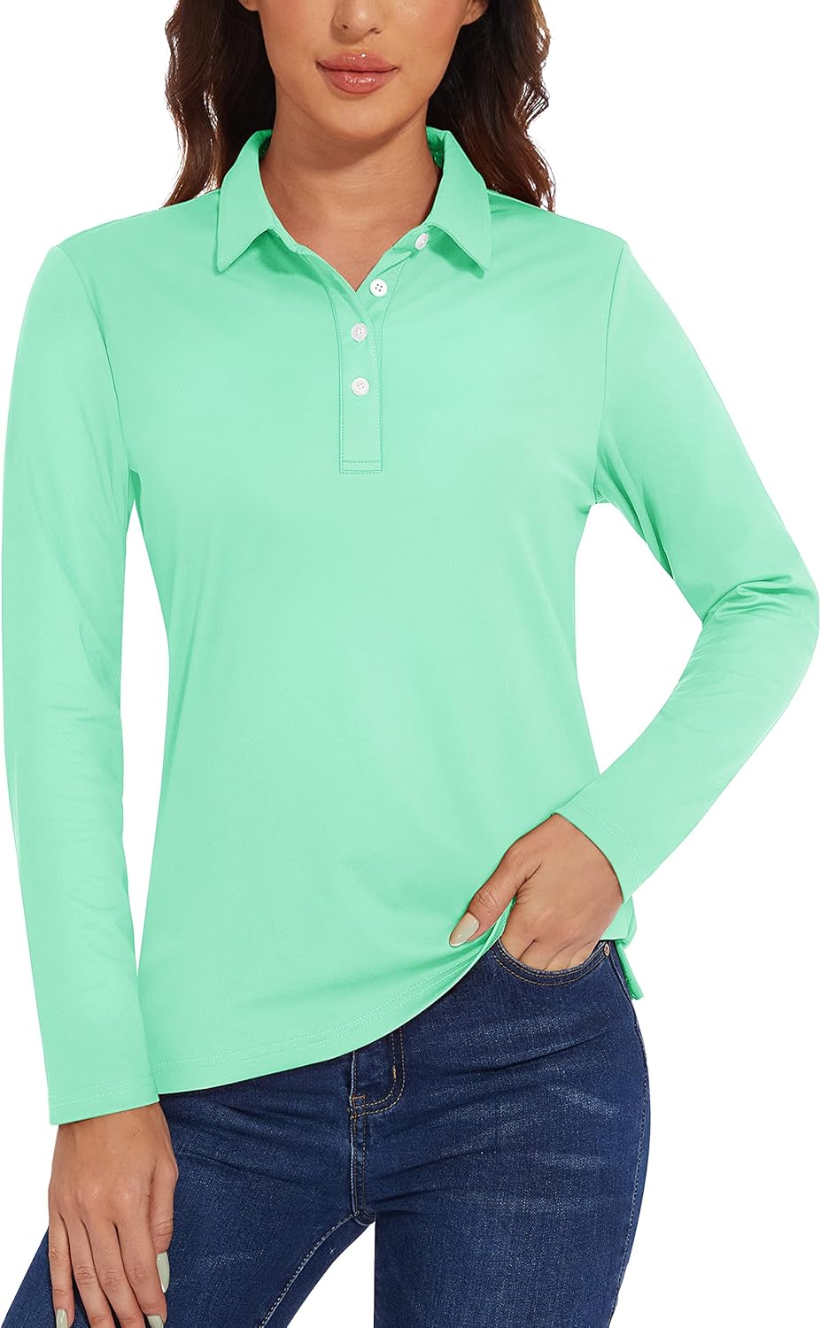 TACVASEN Polo Shirts for Women Casual T-Shirts Long Sleeve Golf Tops