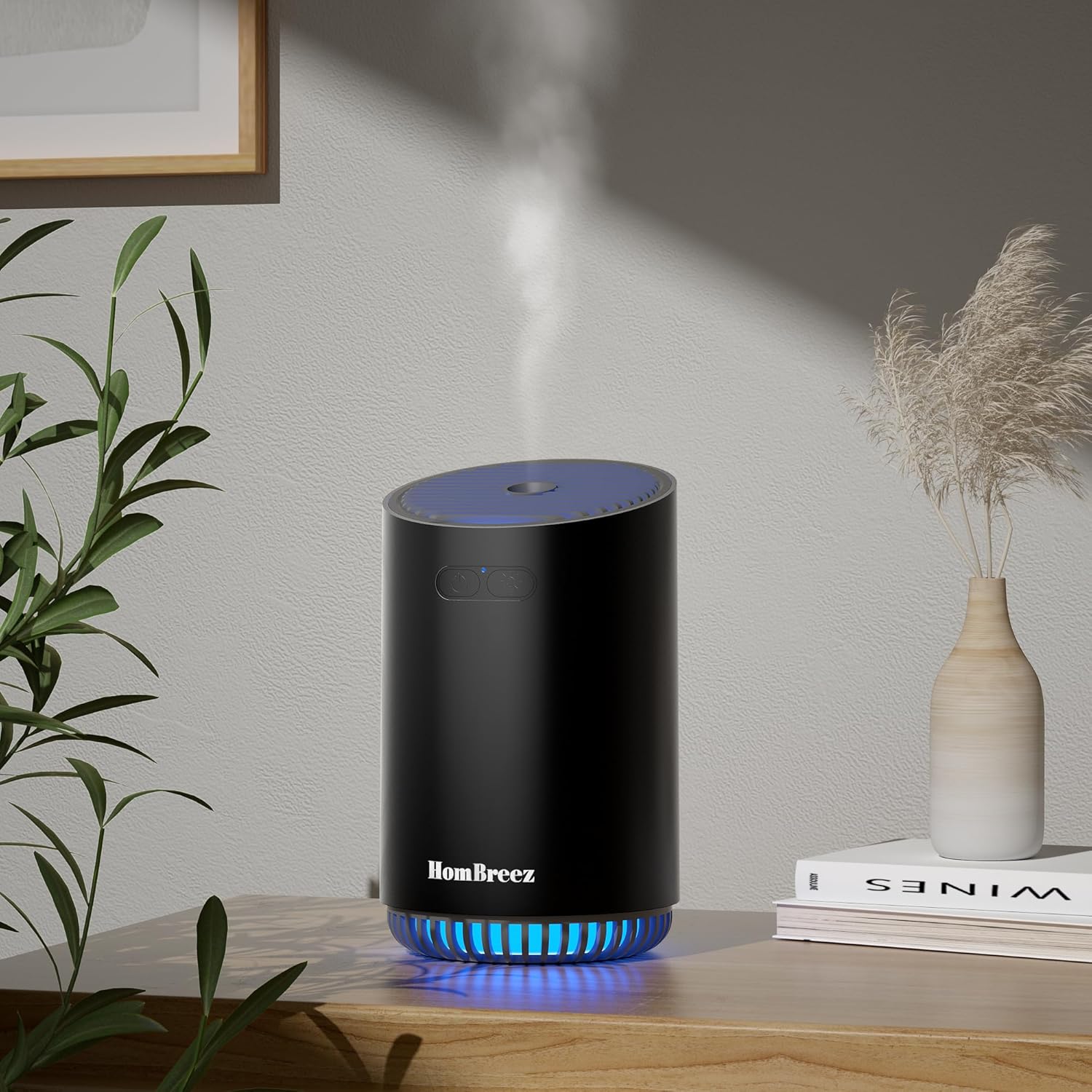 Portable Aromatherapy Diffuser 320ml, Rechargeable Essential Oil Diffuser with LED Light, Cool Mist Humidifier with 2 Mist Modes, Auto Shut-Off, Cordless Use for Home, Office, Bedroom – Black