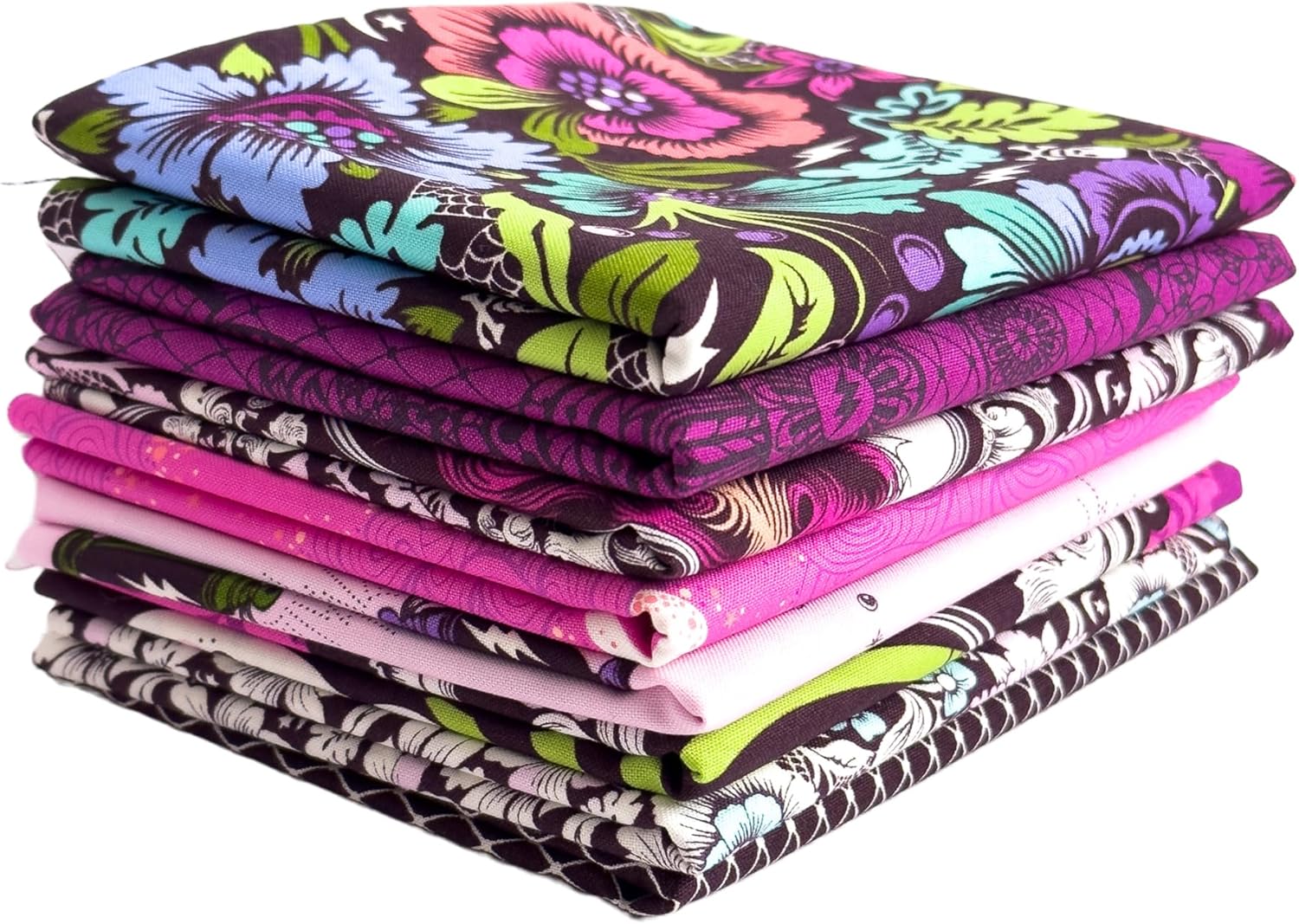 Nightshade Déjà Vu Half Yard Bundle (8 Pieces) by Tula Pink for FreeSpirit 18 x 44 inches (45.72 cm x 111.76 cm) Fabric cuts
