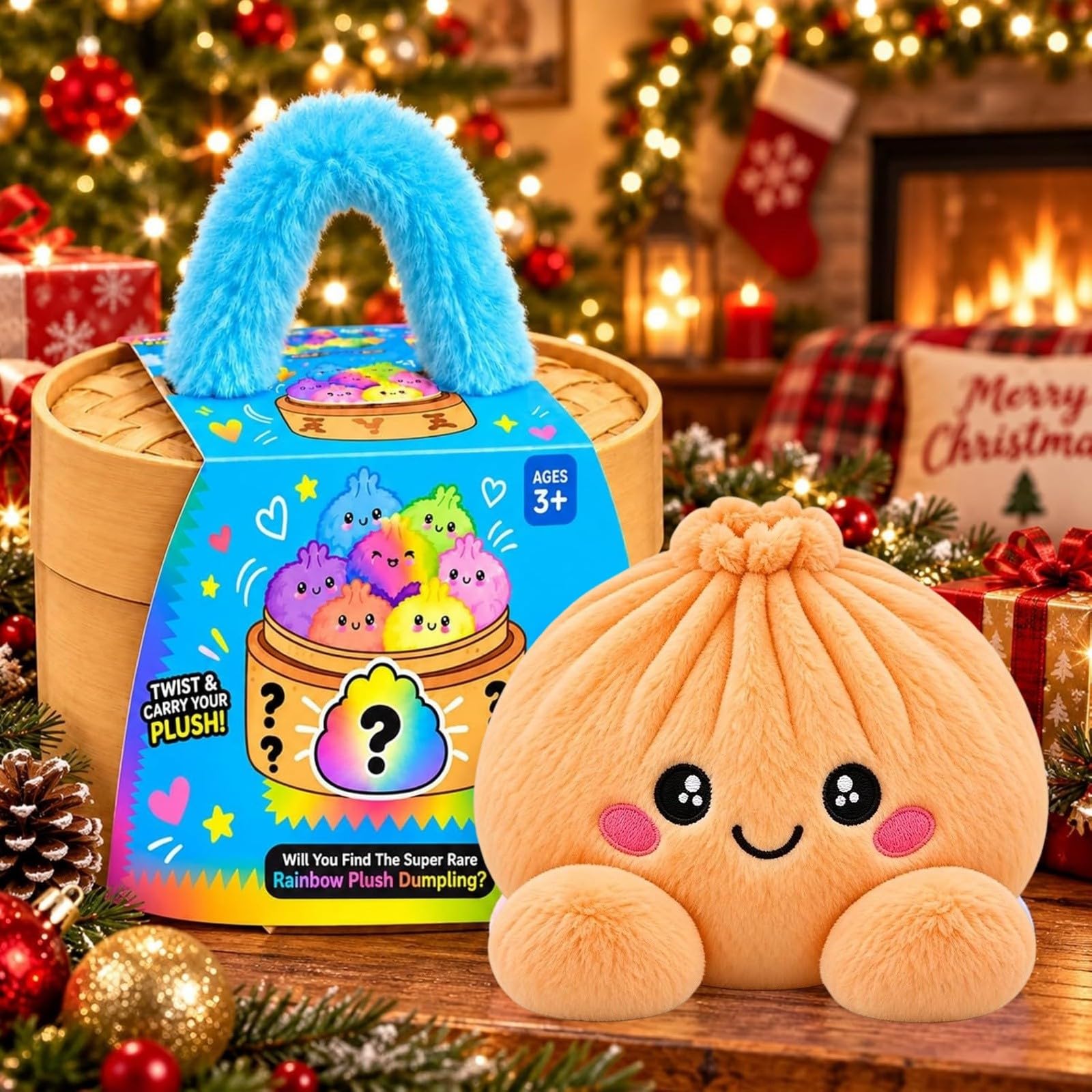 Plush Dumpling Squishy Mystery Bao Bun with Steamer Blind，dumpling-B