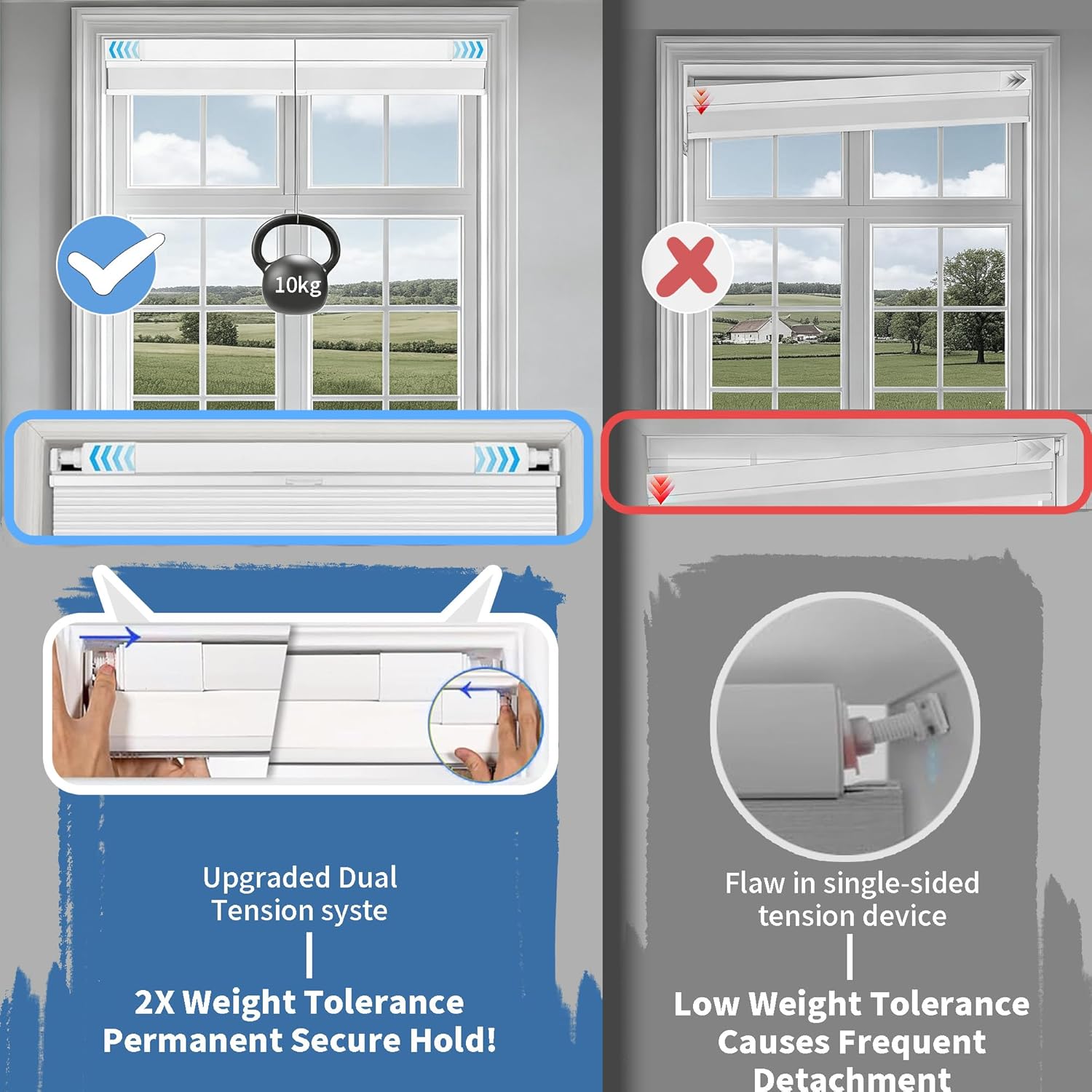 Dual Tensioners Custom No Drill Top Down Bottom Up Cellular Shades for Indoor Windows，Blackout No Drill Cellular Shades for Indoor Windows，Insulated Honeycomb Blinds，Noise Reduced Honeycomb Blinds