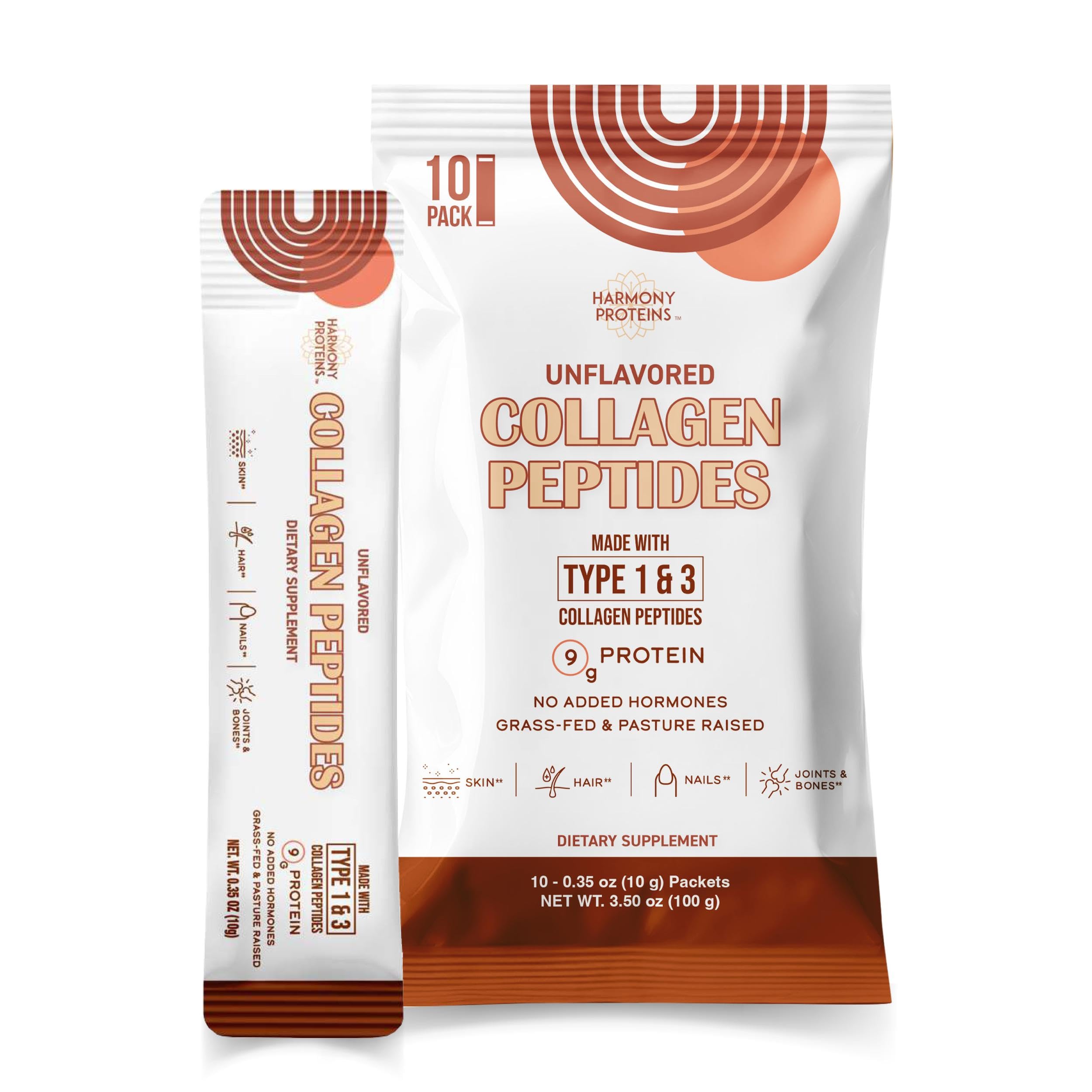 Harmony Unflavored Collagen Peptides Powder 10 Stick Packets