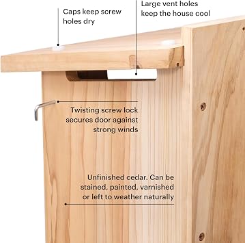 WHITEHORSE Large Owl House - Premium Cedar Wood - Weatherproof Design - 41 x 30 x 28 cm - A Nesting Owl Box for Several UK Owl Species
