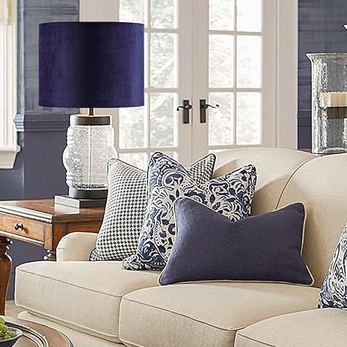 Miniatura 90 de GO&SO Juego de 2 pantallas de lámpara de terciopelo azul oscuro, tamaño mediano de 13 pulgadas superior x 13 pulgadas inferior x 10 pulgadas de alto