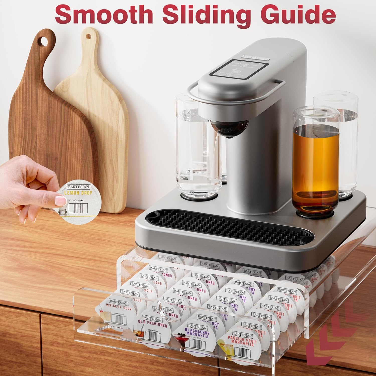 Cocktail Pod Holder Compatible with Bartesian Cocktail Machine for Bartesian Capsules Storage transparent