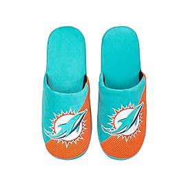 FOCO Miami Dolphins NFL Mens Logo Staycation Slippers - L