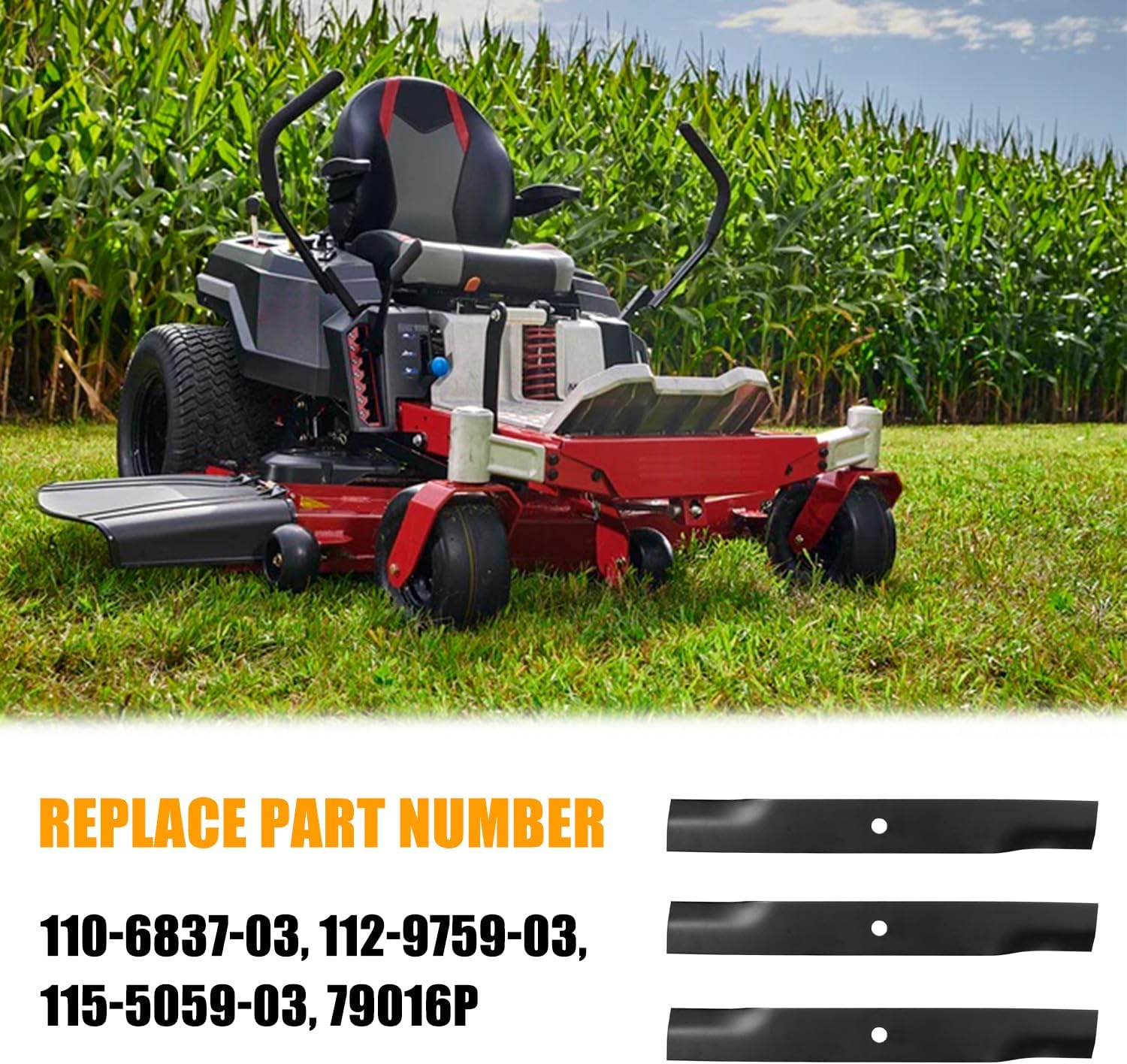 115-5059-03 110-6837-03 Lawn Mower Blades High Lift Blade Compatible with 50" Toro Timecutter SS5000 MX5060 SS5060 Z5000 Z5020 75759 75755 75753 74632 Blades Replace 79016P 112-9759-03 (3 Pack)