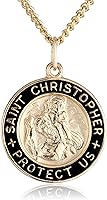 Vista 1 de Tienda Collection Sterling Silver Round Saint Christopher Medal Pendant Necklace with Blue Epoxy Edge and Rhodium Plated Stainless Steel Chain