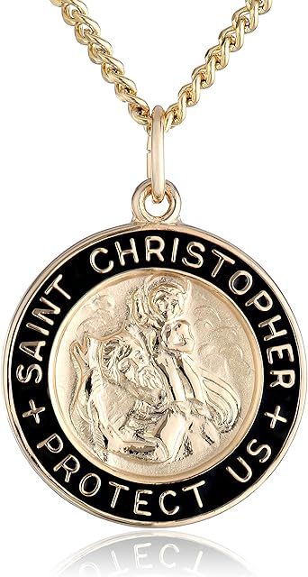 Amazon Collection Round Saint Christopher Medal Pendant Necklace